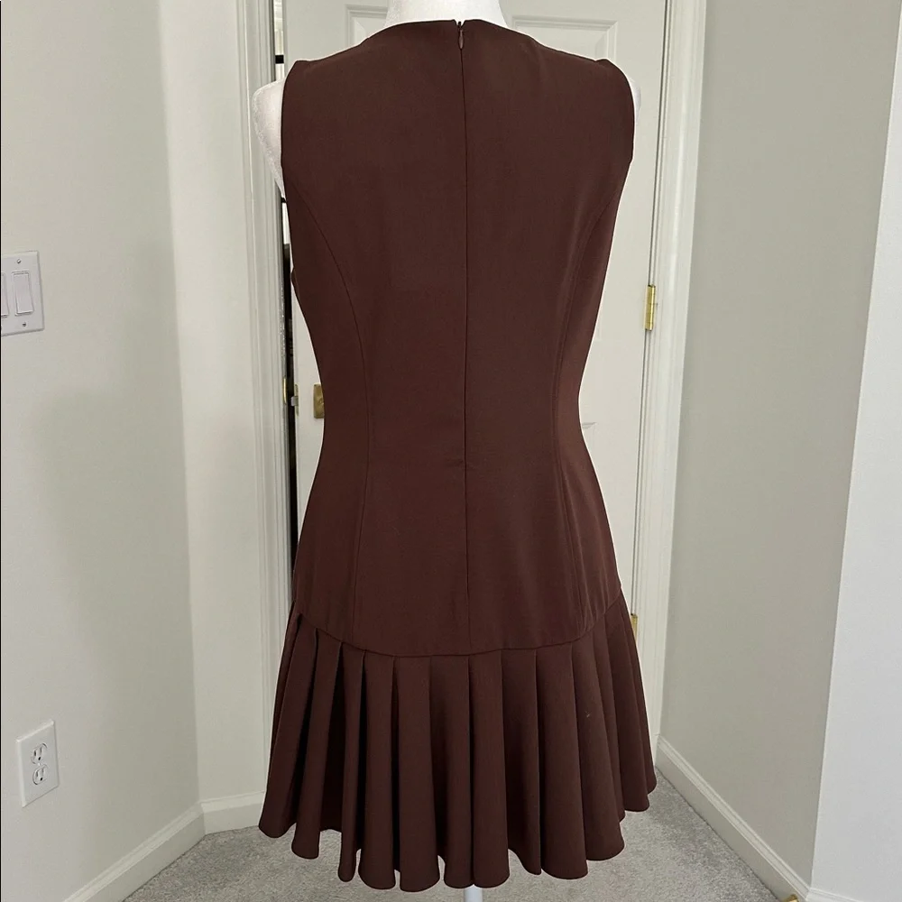 Zara Chocolate Brown Box Pleated Sleeveless Mini Dress - Picture 6 of 12